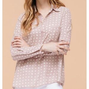 Pleione Polka Dot Blouse - Light Pink/Cream and White - Size Small